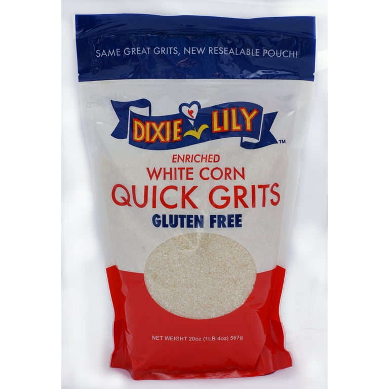Dixie Lilly Enriched White Corn Grits, 20 Oz Resealable Pouch