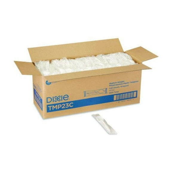 Dixie Mediumweight Polypropylene Cutlery, Individually Wrapped, Spoon, Plastic, White, 1,000/Carton