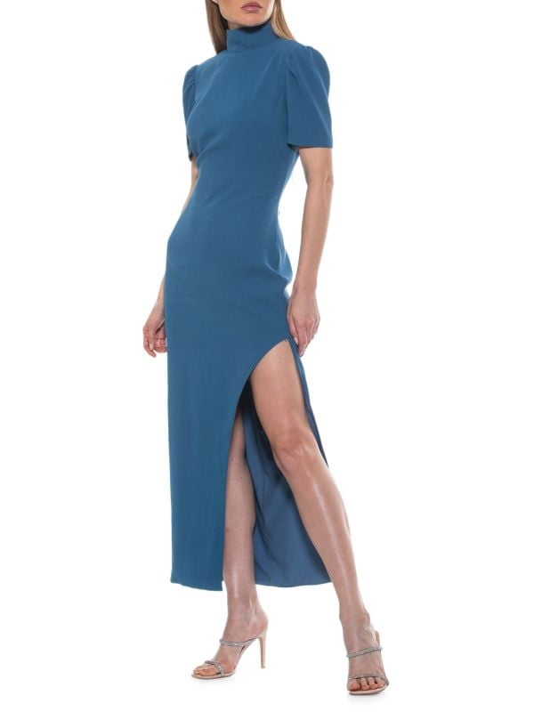 Dixie Mockneck Maxi Sheath Dress 10 Denim Blue - Walmart.com