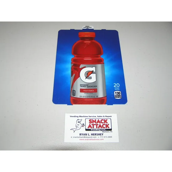 Dixie Narco 501E Hvv Soda Vending Machine "Gatorade Fruit Punch" 20Oz Vend Label