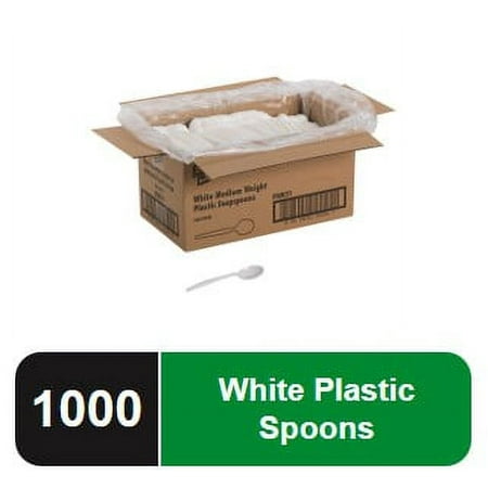 Dixie® 5.75" Medium-Weight Disposable Plastic Soup Spoon, Tableware Spoons, PSM21, White, 1,000 Spoons per Case