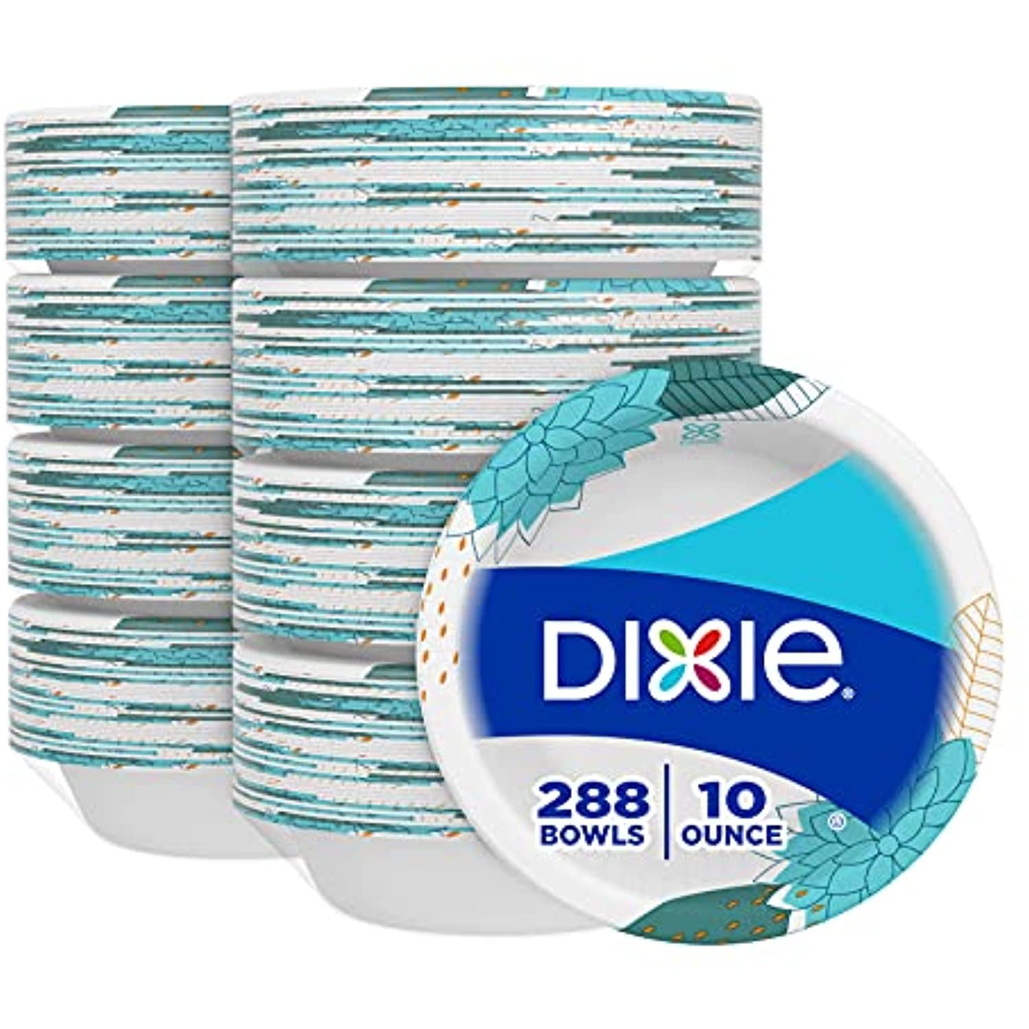 Dixie Paper Bowls, 10Oz, Dessert Or Light Lunch Size Printed Disposable