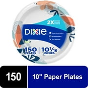 Dixie Paper Plates, 10 Inch, 150 Count, 2X Stronger*, Multicolor, Disposable Plates