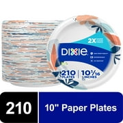 Dixie Paper Plates, 10 Inch, 210 Count, 2X Stronger*, Multicolor, Disposable Plates
