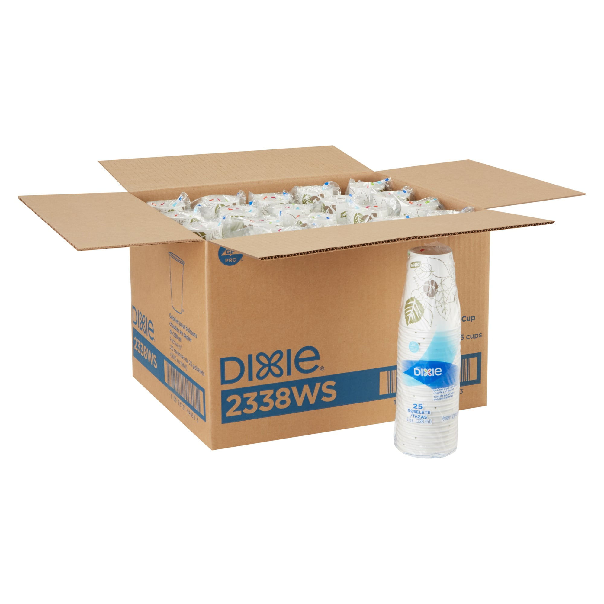 Dixie Pathways Paper Hot Cups - 16oz Leaf Design, Carton Of 1000