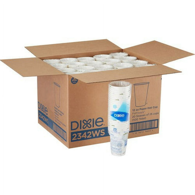 Dixie Pathways 8 oz Paper Hot Cups By GP Pro - 25 / Pack - 20 / Carton - White - Paper - Hot Drink, Beverage
