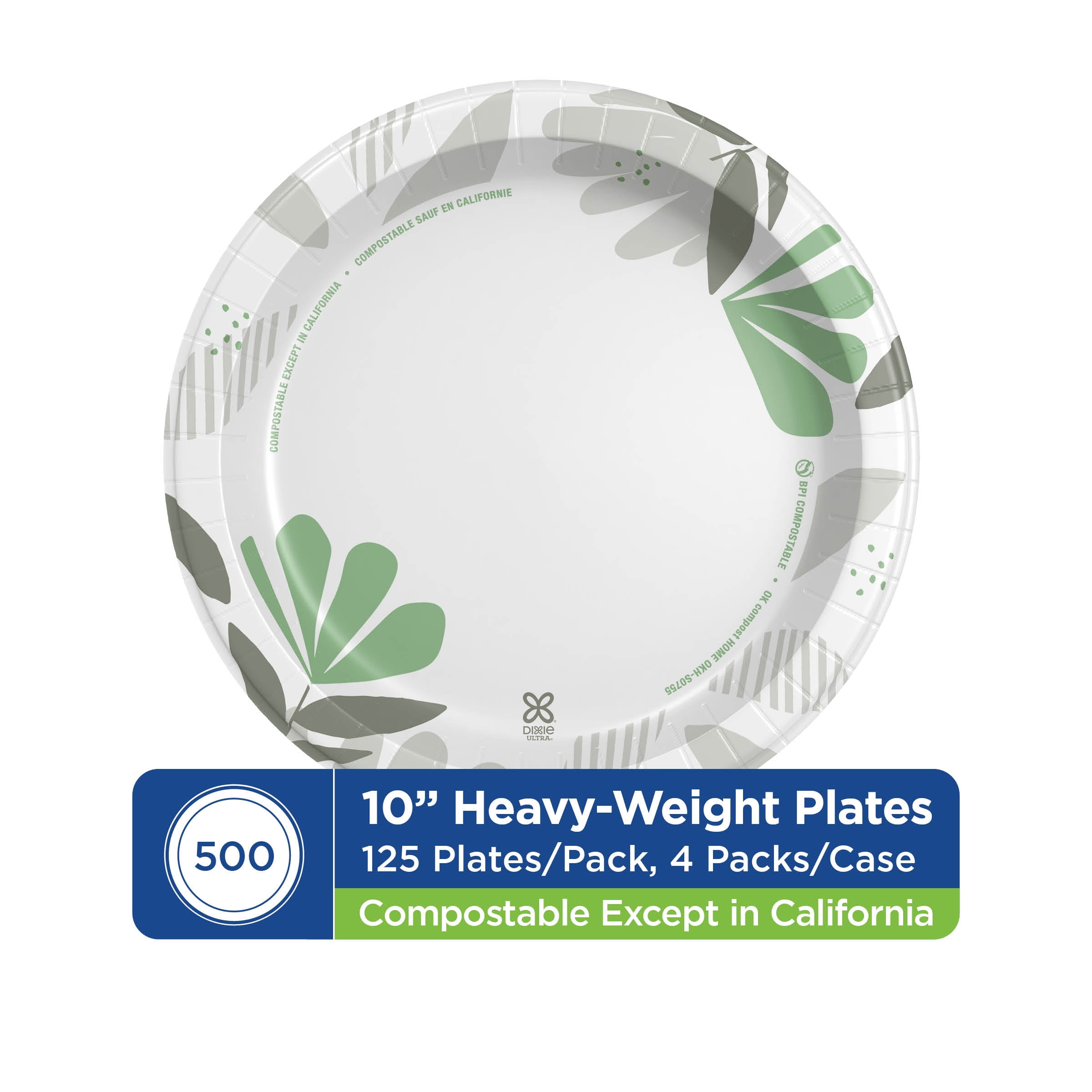 Dixie Ultra 10 1/16" Heavy-Weight Paper Plates By GP PRO (Georgia-Pacific), Pathways, SXP10PATH (Case), 500 Count Case (125 Plates Per Pack, 4 Packs Per Case)