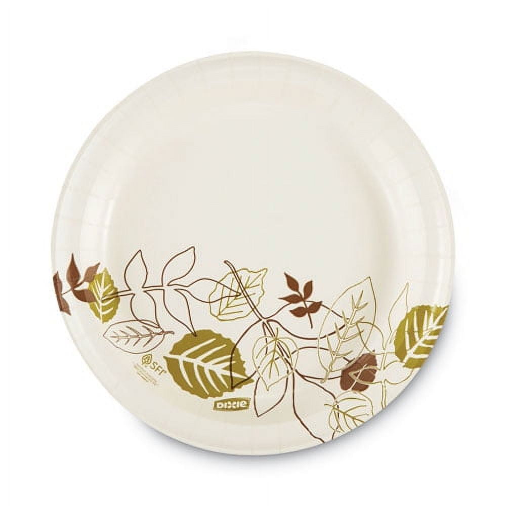 Dixie Pathways Soak-Proof Shield Mediumweight Paper Plates, WiseSize, 8.5" dia, Green/Burgundy, 125/Pack, 4 Packs/Carton