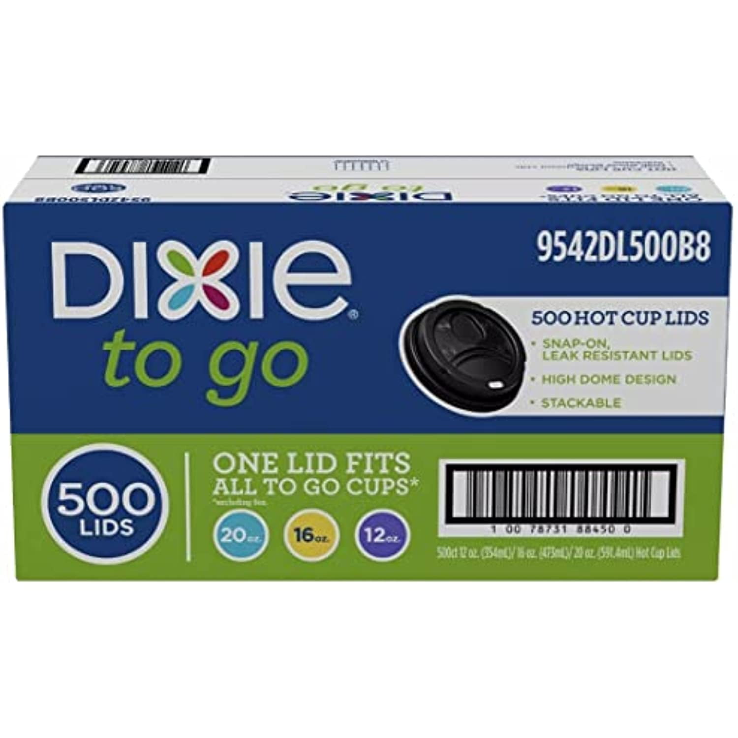 Dixie Perfect Touch Black Disposable Coffee Cup Lids, Domed, For 12/16
