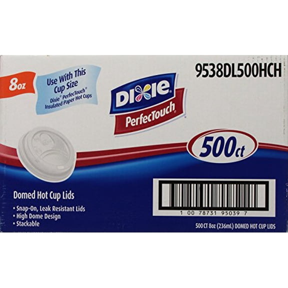 Dixie Perfec Touch Domed Hot Cup Lid for 8 Ounce, White, 500 Count