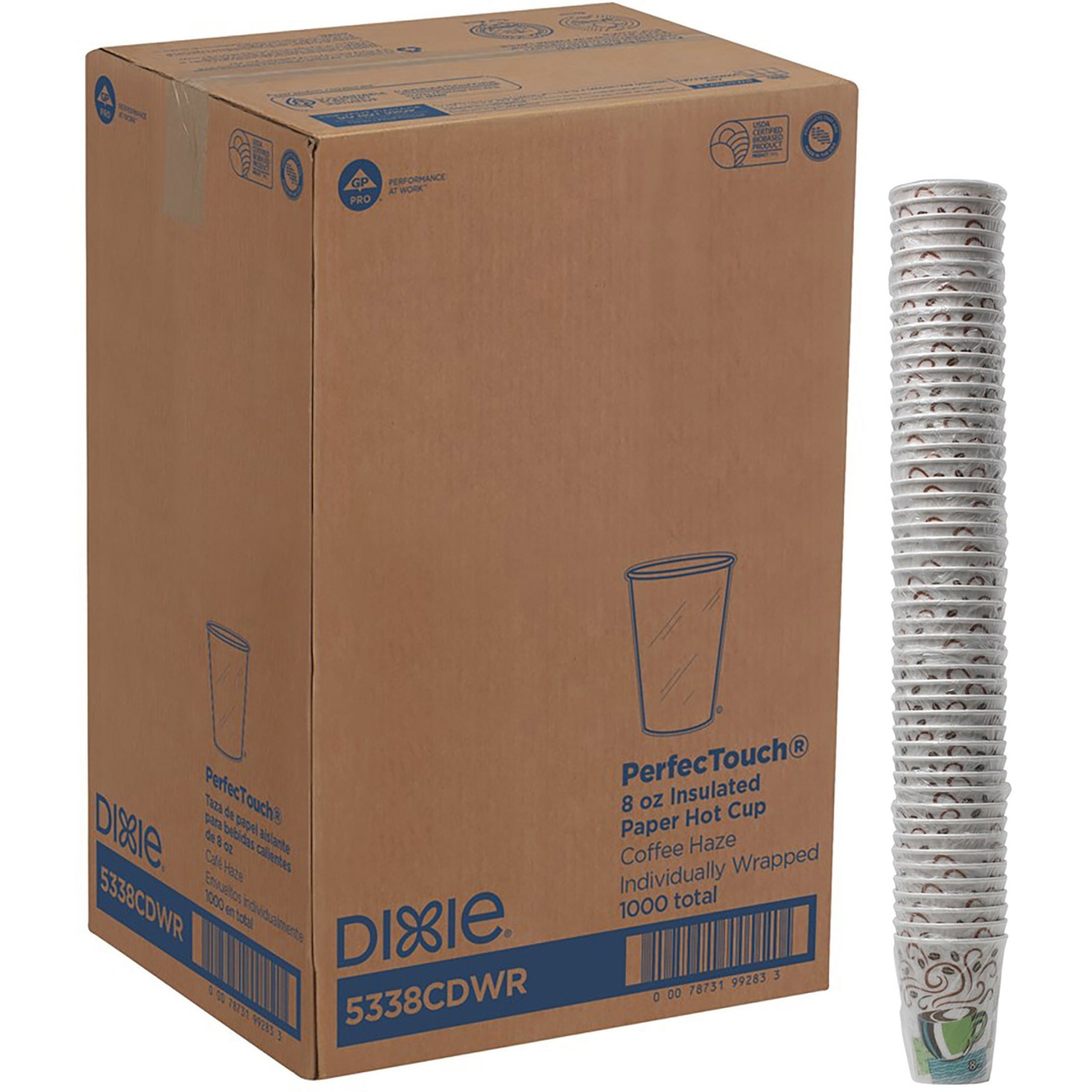 Dixie PerfecTouch 8 oz Insulated Wrapped Paper Hot Coffee Cups by GP ...