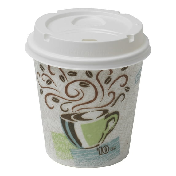 Dixie PerfecTouch Insulated Disposable Paper Hot Coffee Cup and Lid Set, 5310COMBO600, Coffee Haze, 10 Fl. Oz., 600 Count (50 Cups & Lids/Sleeve, 6 Sleeves/Case)