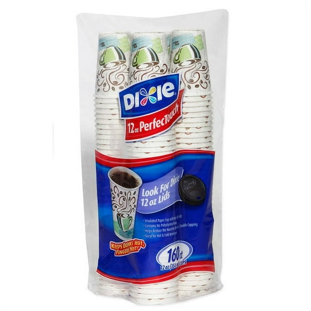 Dixie PerfecTouch Insulated Disposable Hot Cups with Sleeves, Bulk Coffee Haze 8 Oz. 160 Ct