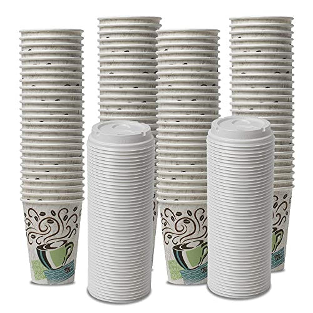 Dixie PerfecTouch 12oz Insulated Paper Cups and Lids Bundle, WiseSize ...