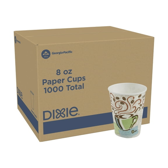 Dixie PerfecTouch 8 oz Paper Coffee Cups By GP PRO, Coffee Haze Design, 1000 Count (50 Disposable Cups Per Sleeve, 20 Sleeves Per Case), Style #5338CD