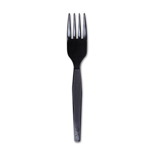 Dixie Plastic Cutlery Heavy Mediumweight Forks Black 1 000 /carton (DIX FM517)
