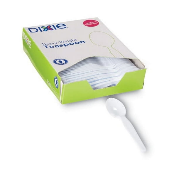 Dixie Plastic Cutlery, Heavyweight Teaspoons, White, 100/Box, Each