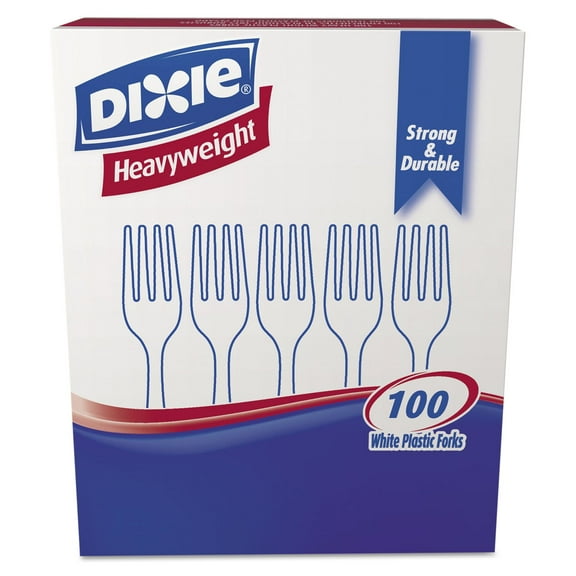 Dixie Plastic Tableware, Heavyweight Forks, White, 100/Box, Sold As 1 Box