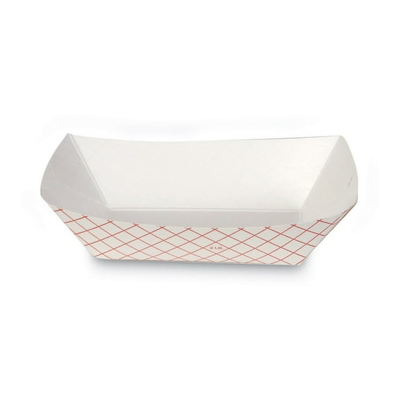 Dixie RP1008 Kant Leek Polycoated 4-7/10 in. x 1-3/5 in. x 6-1/4 in. Paper Food Trays - Red Plaid (1000/Carton)