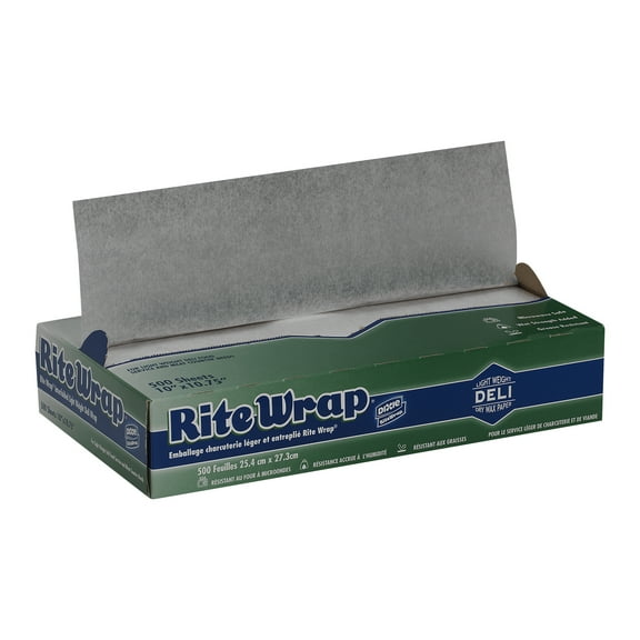 Dixie Rite-wrap Light-weight Interfolded Dry Wax Deli Paper, RW106, 10" Width x 10.75" Length, 500 Sheets per Box, 12 Boxes per Case