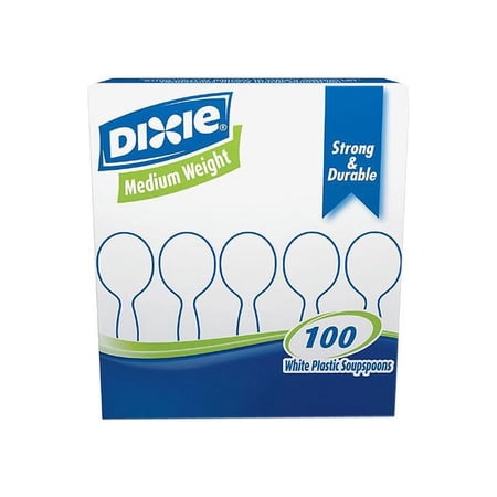 Dixie SM207 Plastic Tableware, Heavy Mediumweight Soup Spoon, 100 Pieces/Box
