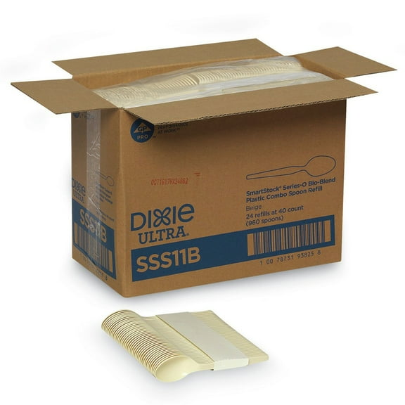 Dixie SSS11B SmartStock Series-O 6 in. Mediumweight Bio-Blend Plastic Cutlery Spoons Refill - Beige (40/Pack, 24 Packs/Carton)