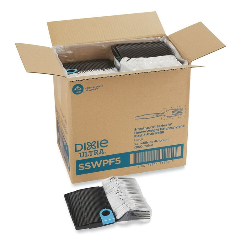 SmartStock Wrapped Heavy-Weight Cutlery Refill, Fork, Black, 960/Carton SmartStock Wrapped Heavy-Weight Cutlery Refill, Fork, Black, 960/Carton