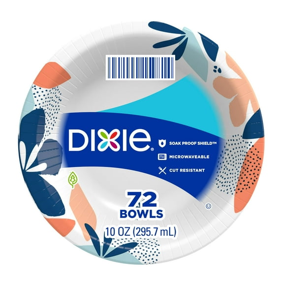 Dixie Small Paper Bowls, RRF12 10 Oz, 72 Count, Microwave-Safe, Soak-Proof, Disposable Bowls Great For Snacks, Dessert, And Light Lunch Meals