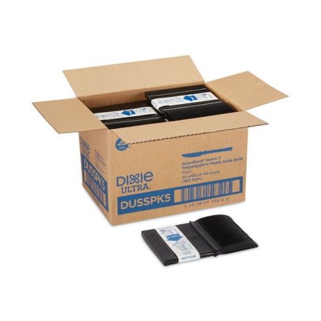 Dixie SmartStock Tri-Tower Dispensing System Cutlery, Knives, Mediumweight, Polypropylene, Black, 40/Pack, 24 Packs/Carton, Each