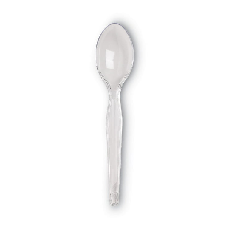 Plastic Cutlery, Heavyweight Teaspoon, Crystal Clear, 6 Plastic Cutlery, Heavyweight Teaspoon, Crystal Clear, 6