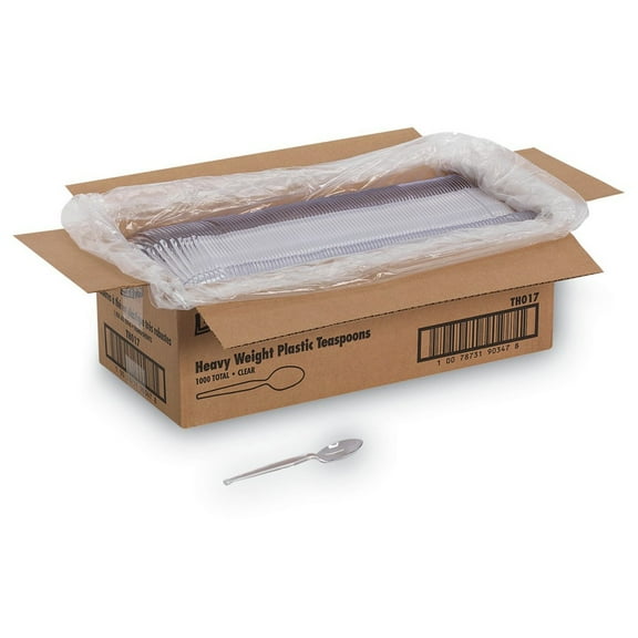 Dixie TH017 6 in. Heavyweight Plastic Cutlery Teaspoon - Crystal Clear (1000/Carton)