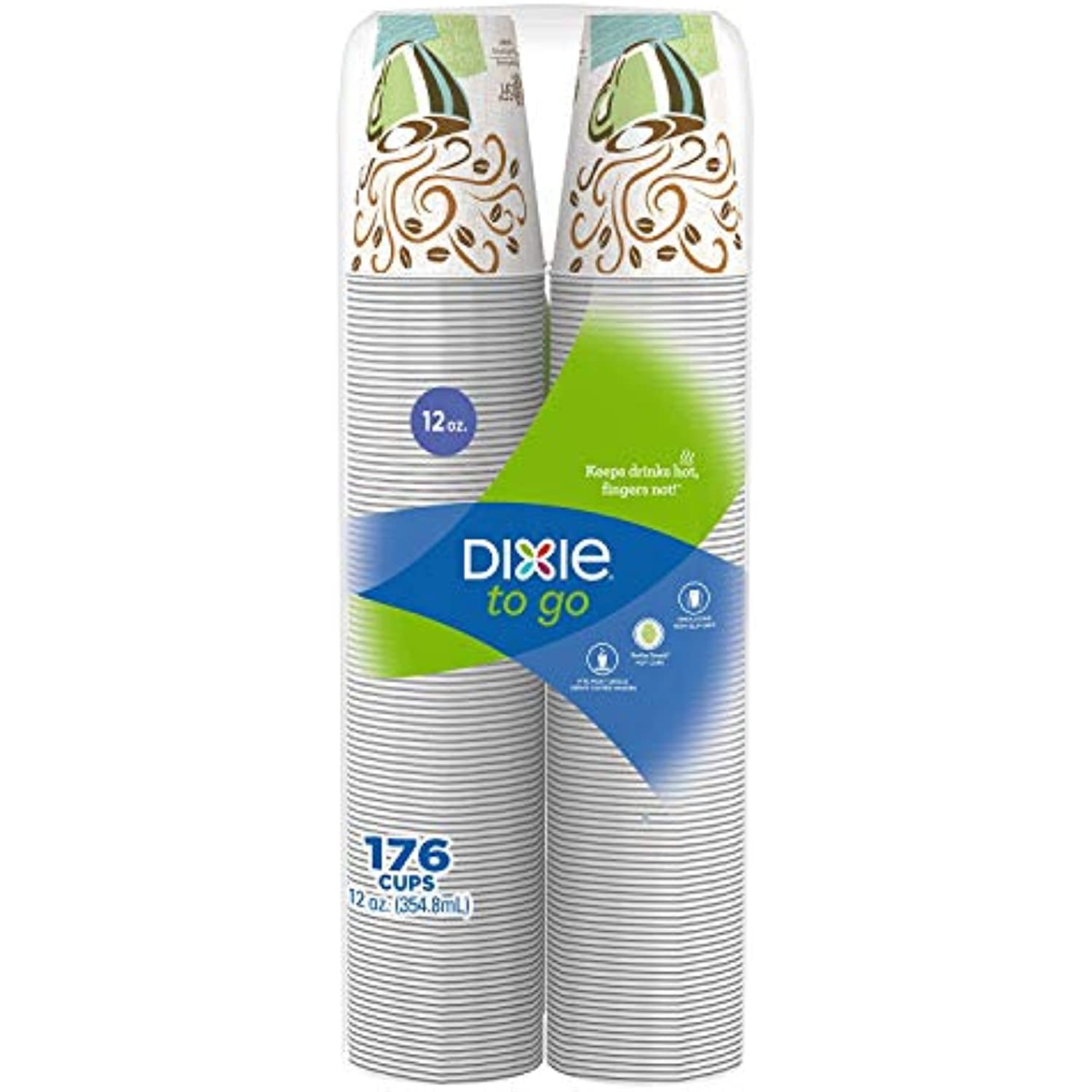 Insulated Recyclable Paper Hot Beverage Cups, 12 oz, Multicolor
