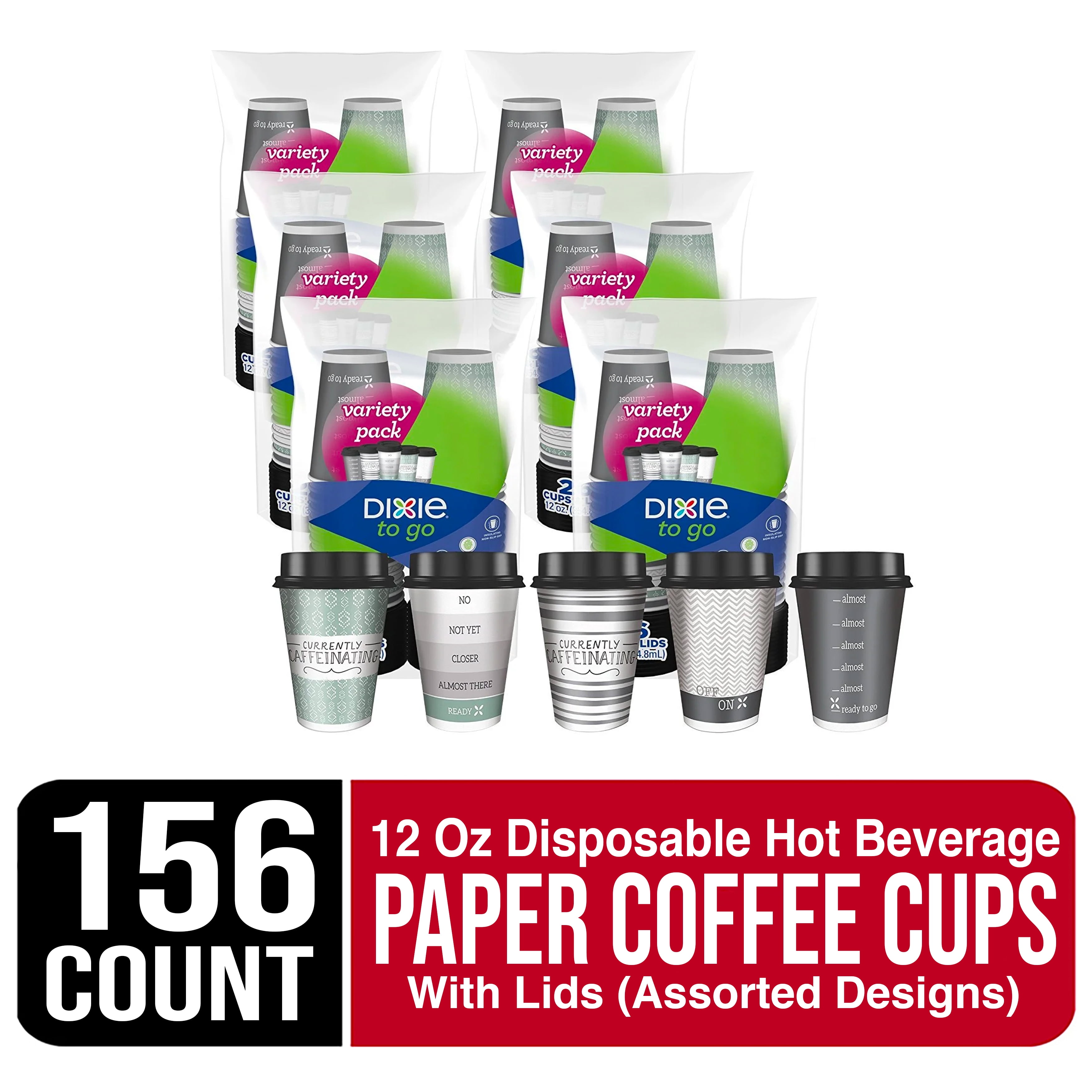 Dixie To Go 156 Count of Assorted Design Disposable Hot Beverage