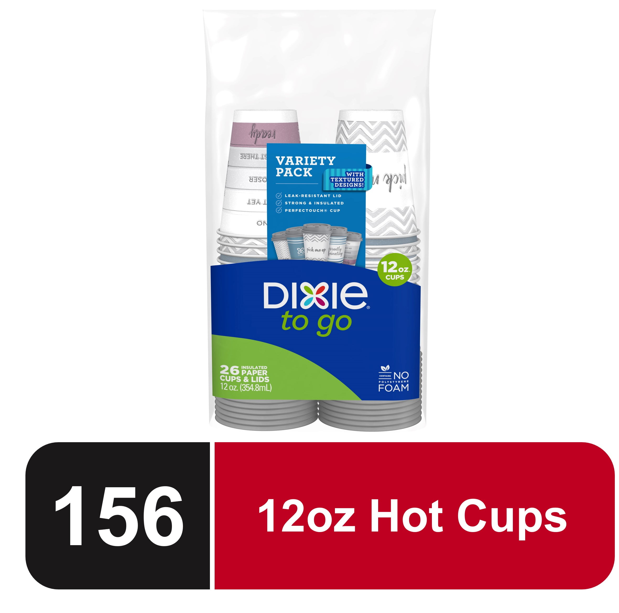 Dixie To Go Disposable Paper Cups, 12 oz, 156 count