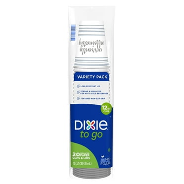 Dixie To Go Disposable Paper Cups, 12 oz, Multi-Color, 20 Count