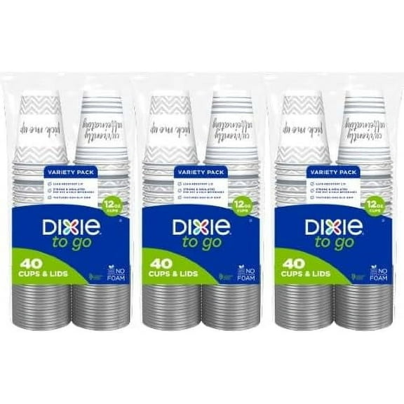 Dixie To Go Disposable Paper Cups, 12 oz, Multi-Color, 240 Count