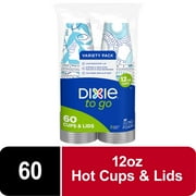 Dixie To Go Disposable Paper Cups, 12 oz, Multi-Color, 60 Count