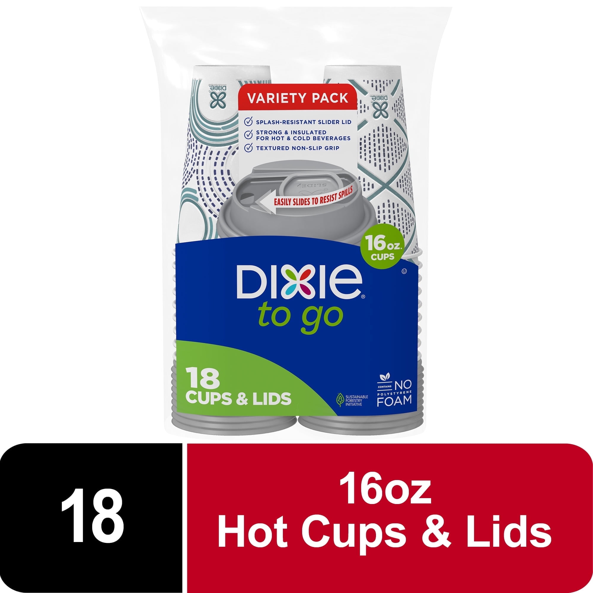 Dixie To Go Disposable Paper Cups, 16 oz, Multi-Color, 18 Count ...