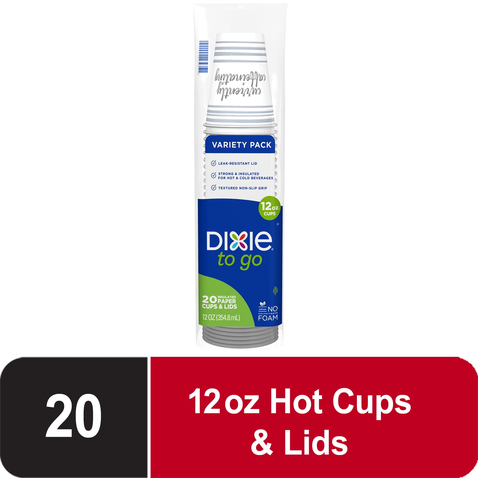 Dixie To Go Snack Cups with Lids, 10 Ounce Travel Size, 24 Count Disposable  Paper Cups