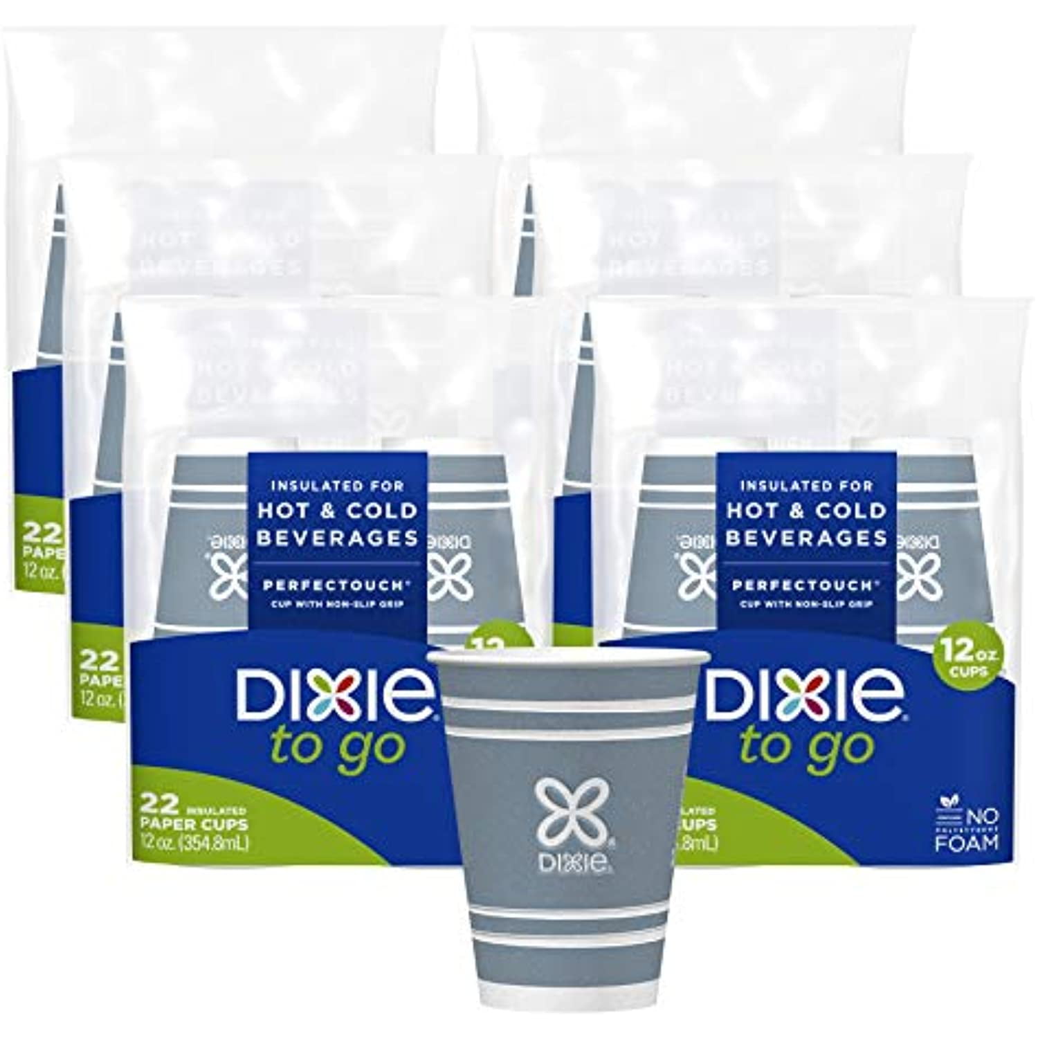 Dixie To Go Hot Beverage Cups & Lids, 16ounce, 132 Count, Assorted