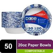 Dixie Ultra Compostable Paper Bowls, 20 Ounce, 50 Count, Multicolor, Disposable Bowls Pack of 2