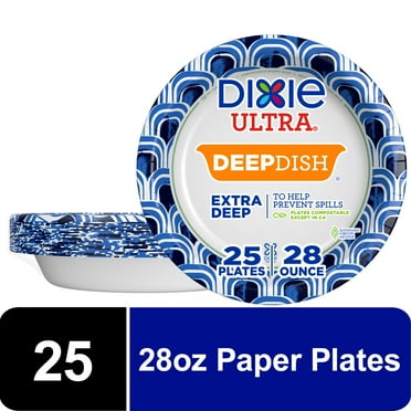 Dixie Ultra Deep Dish Disposable Paper Plates, 28 oz, Multi-Color, 25 Count
