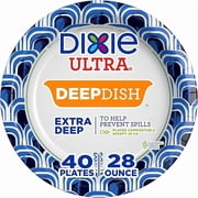 Dixie Ultra, Deep Dish Paper Plates, 28 Oz, 40 Count, Heavy Duty, Microwave-Safe, Soak-Proof, Cut Resistant, Disposable Plates For Heavy, Messy Meals