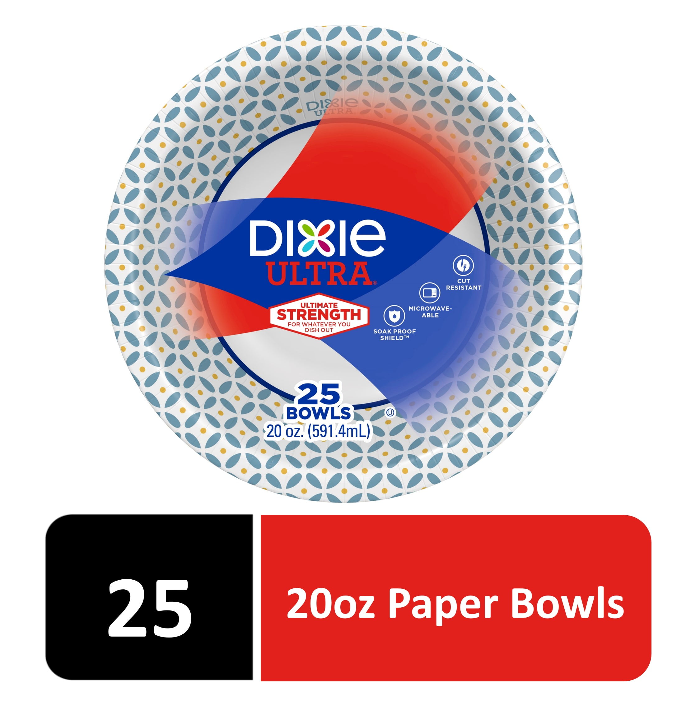 Dixie Ultra Disposable Paper Bowls, 20 Ounce, 25 Count