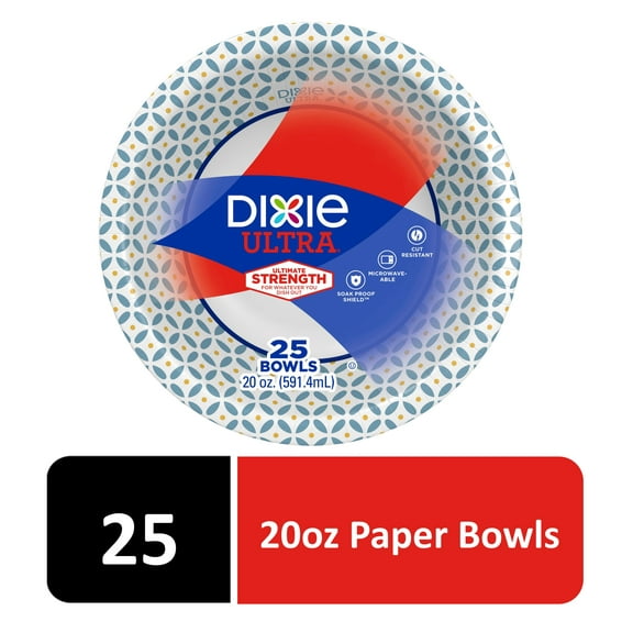 Dixie Ultra Disposable Paper Bowls, 20 Ounce, 25 Count