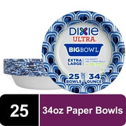 Dixie Ultra Big Bowl Disposable Paper Bowls, 34 oz, Multi-Color, 25 Count