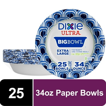 Dixie Ultra Big Bowl Disposable Paper Bowls, 34 oz, Multi-Color, 25 Count