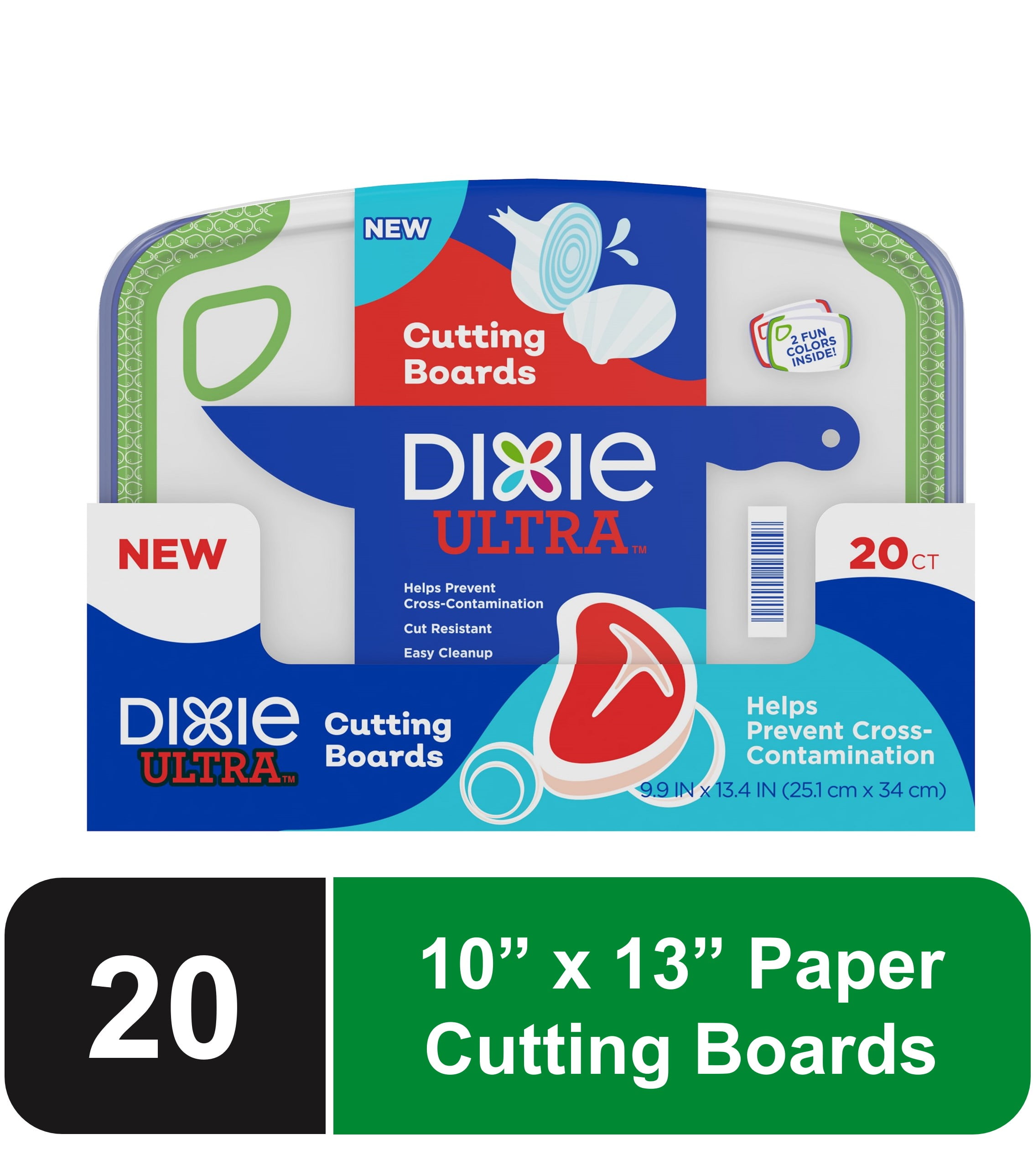 Dixie Ultra Disposable Paper Cutting Boards, 20-Count 10” x 13” Large  Boards for Kitchen Meal Prep 
