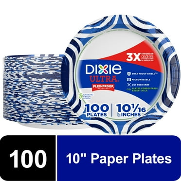 Dixie Ultra Disposable Paper Plates, 10", Multi-Color, 100 Count