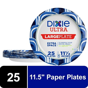 Dixie Ultra Large Plate Disposable Paper Plates, 11.5", Multi-Color, 25 Count